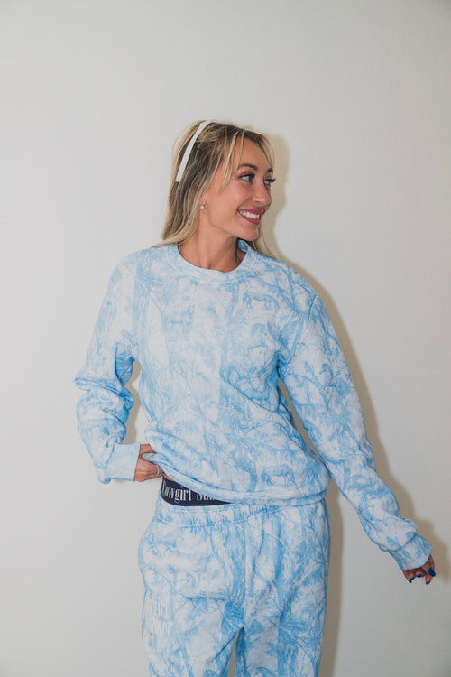 Blue Horse Camo Crewneck