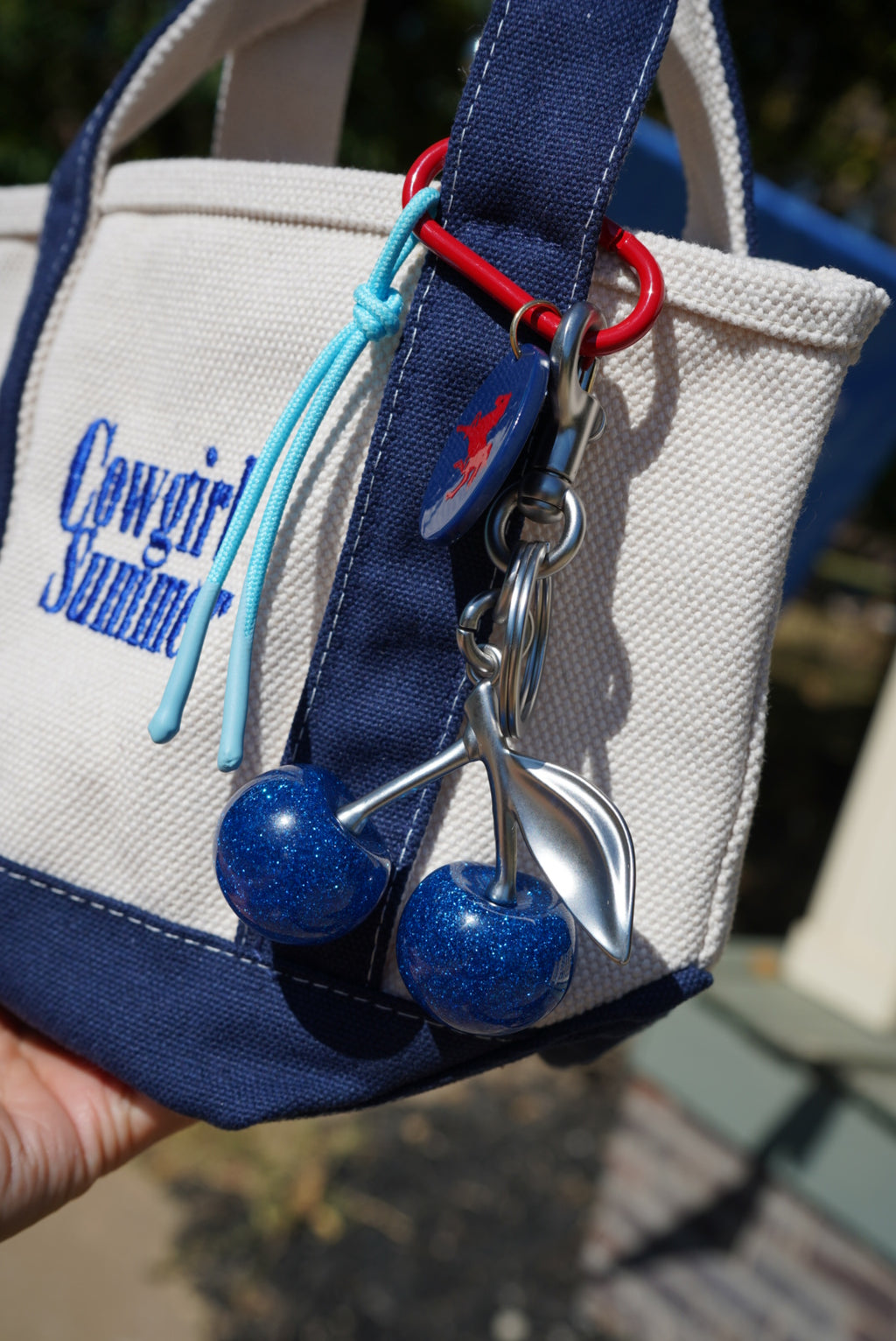 Blue Cherry Keychain